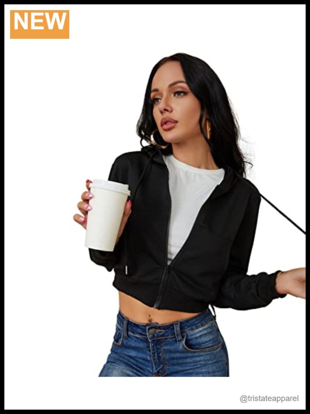 Women's Cropped Zip Up Hoodie Cardigan Sweatshirt Slim Fit Long Sleeve